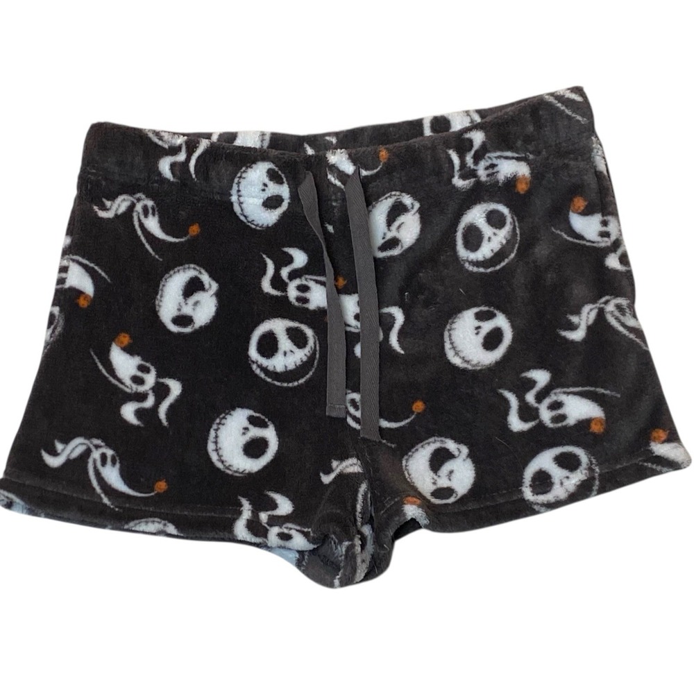 Disney Nightmare Before Christmas Pajama Short M Gray Plush Loungewear Halloween